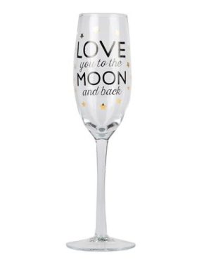 Štýlový flautový pohár na šampanské s nádherným vyznaním lásky. Potešte svoju polovičku, vždy je predsa dôvod na oslavu.