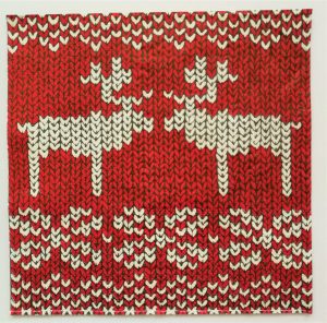 Papierové servítky zo série Nordic Knit s motívom vianočných sobov. V balení je 20ks.