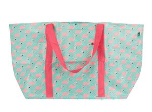 Veľká taška Flamingo s motívom plameniakov je skvelým módnym i praktickým doplnkom. Ľahko sa zloží a zmestí sa pohodlne do vašej kabelky.